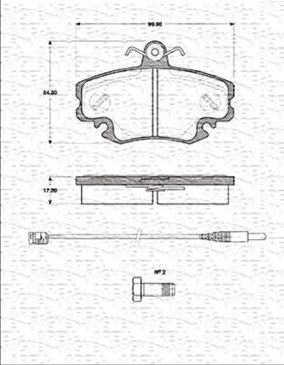 MAGNETI MARELLI 363702161182 -  Комплект тормозных колодок, дисковый тормоз